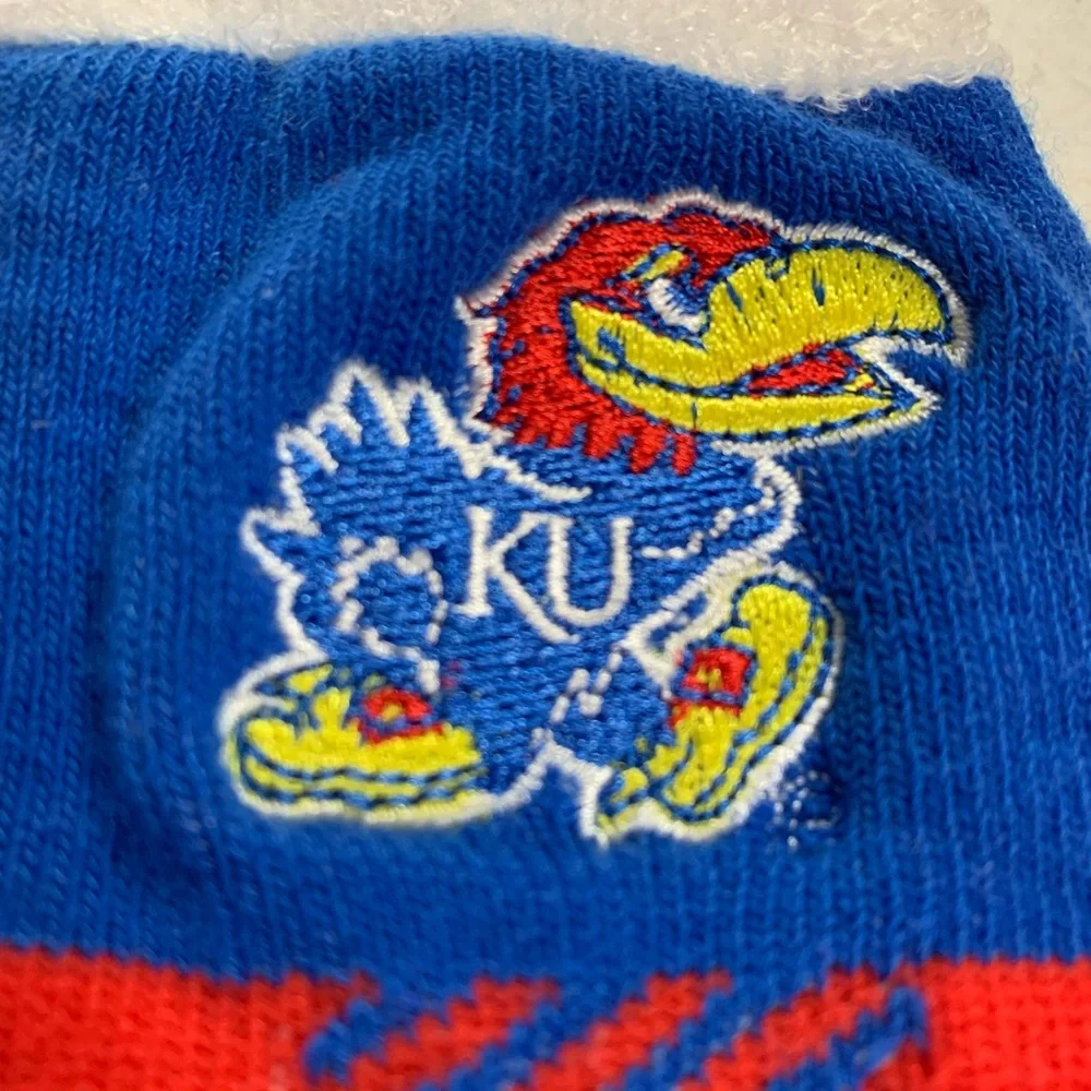 KU Slipper Socks Kansas Jayhawks Warm Insulated For Bare Feet NWT Embroidered